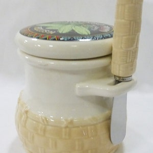 Vintage Shafford Porzellan Relish Jar mit Deckel & Messer 1984 japan Bild 3