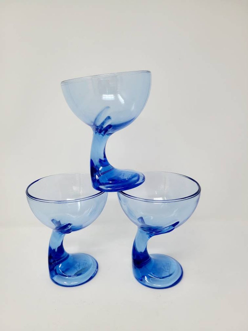 Bormioli Rocco cobalt blue stemmed glass dessert bowls Italy Etsy