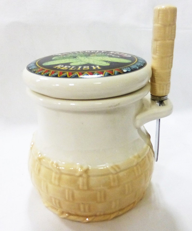 Vintage Shafford Porzellan Relish Jar mit Deckel & Messer 1984 japan Bild 2