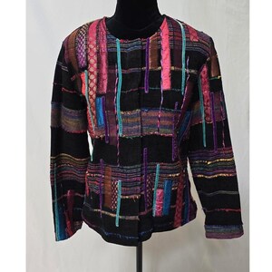 Keuzes patchwork mixed media jas dames PM veelkleurige kunst om te dragen maximalistisch