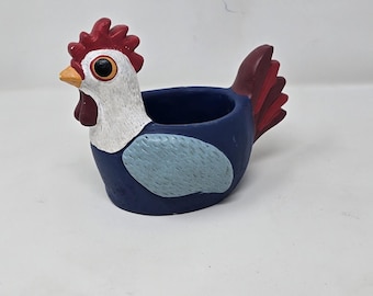 Allen progetta Enesco gallo pollo gallina vaso da fiori giardino cottagecore blu