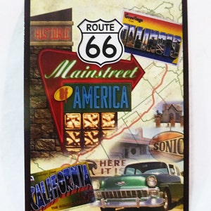 Historic route 66 classic cars mainstreet of america postcard unposted new image 1