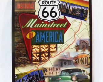 Historic route 66 classic cars mainstreet of america postcard unposted new