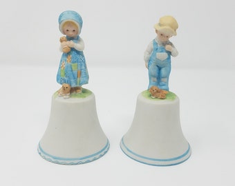 Vtg 1981 Holly Hobbie & Robbie esculpió campana porcelana colección decoración casera