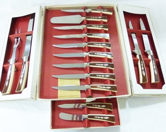 Vtg Sheffield English blades 19pc stainless steel knife Venetian Renaissance