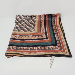 Vintage women hand painted scarf mid century Italy 100% acetate