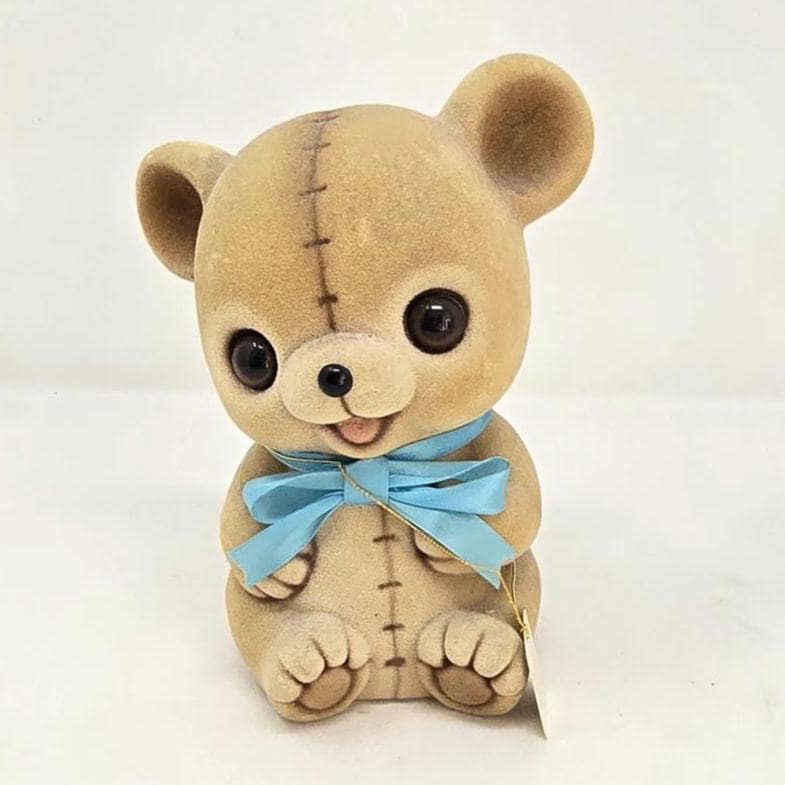 * vintage figure ୨୧ * ふさふさ ハリネズミちゃん Vintage 1980 Josef Originals Fuzzy Wazzy Teddy Bear Flocked Bank
