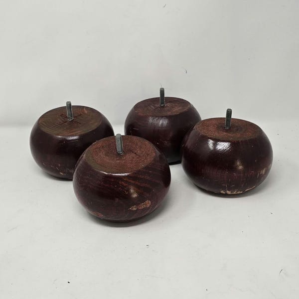 Wooden round furniture sofa legs bun feet set of 4.