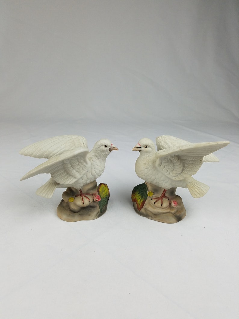 Vtg Royal Crown Marked Bisque Porcelain Dove Figurines Set of Etsy
