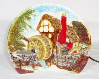 Vintage planter mid century ceramic lamp country house water mill farmhouse