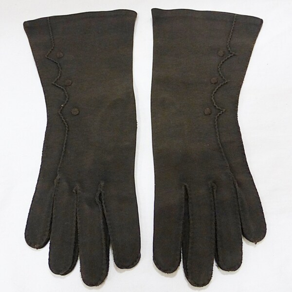 Vintage hansen women dress gloves brown size 6 1/2 mid length