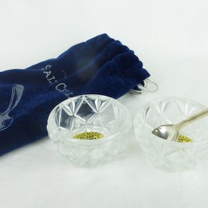 Cellers sal Vintage hecho Cristal Bohemia República Checa set de 2 y una cuchara de la mano