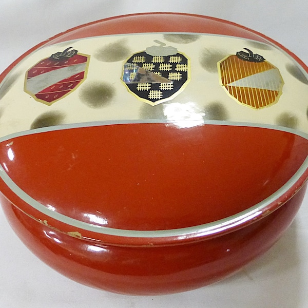 Vintage plastic round trinket Box sewing box storage made in Japan