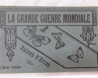 Vintage france la grande guerre mondiale ruines oarras postcard book set of 15