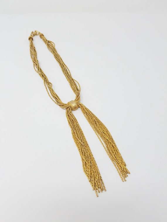 Vtg Vendome multi chain gold tone necklace fringe