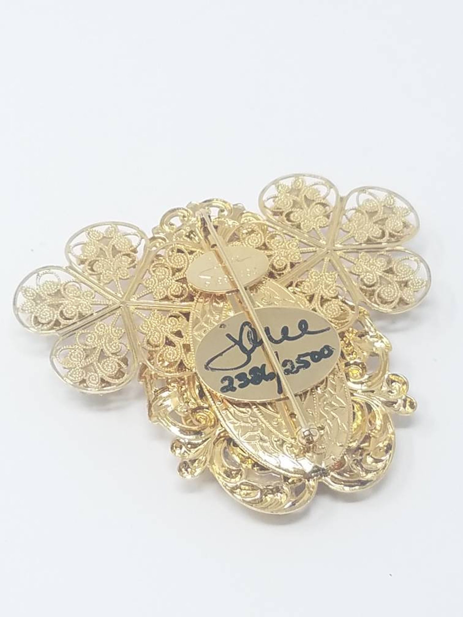 Vintage Signed Jane 1999 Brooch Collectible Rhinestones Pin Filigree Gold Tone 2.5 X 2.75 Etsy