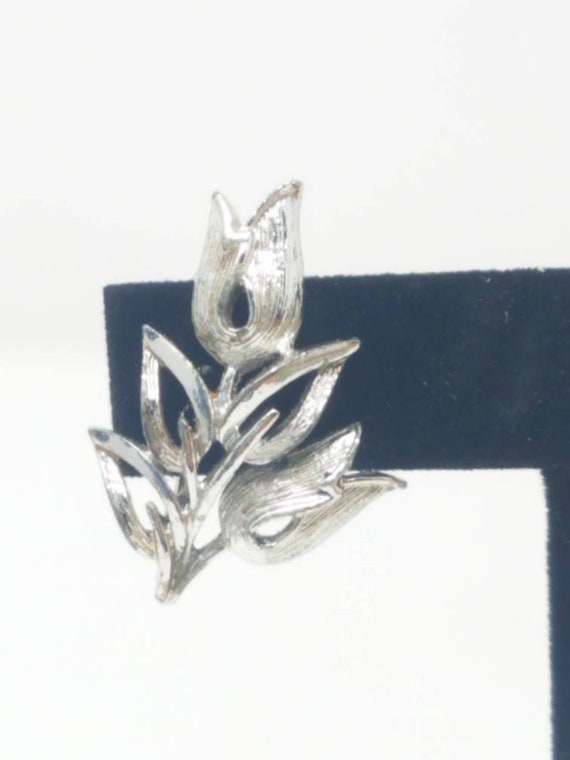 Vintage Coro clip on earring silver tone mid cent… - image 7