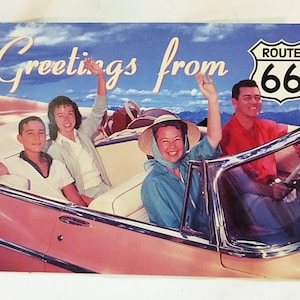 Grüße aus historischer Route 66 Familie im Auto Postkarte ungebucht neu