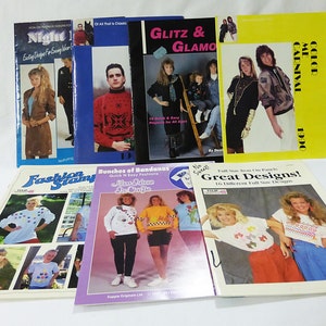 Vintage craft magazine pattern iron on and paint on clothing stencils lot of 7