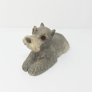 Vtg Sandicast hand painted hand casted clay Schnauzer dog sculpture Sandra Brue signed collectible