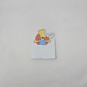 May include: A yellow cartoon character with spiky yellow hair and a blue shirt is holding out his arms. He is on a notepad with a red circle behind him. The notepad has a white writing area and the text "Don't have a cow, man!" in a speech bubble above the character.