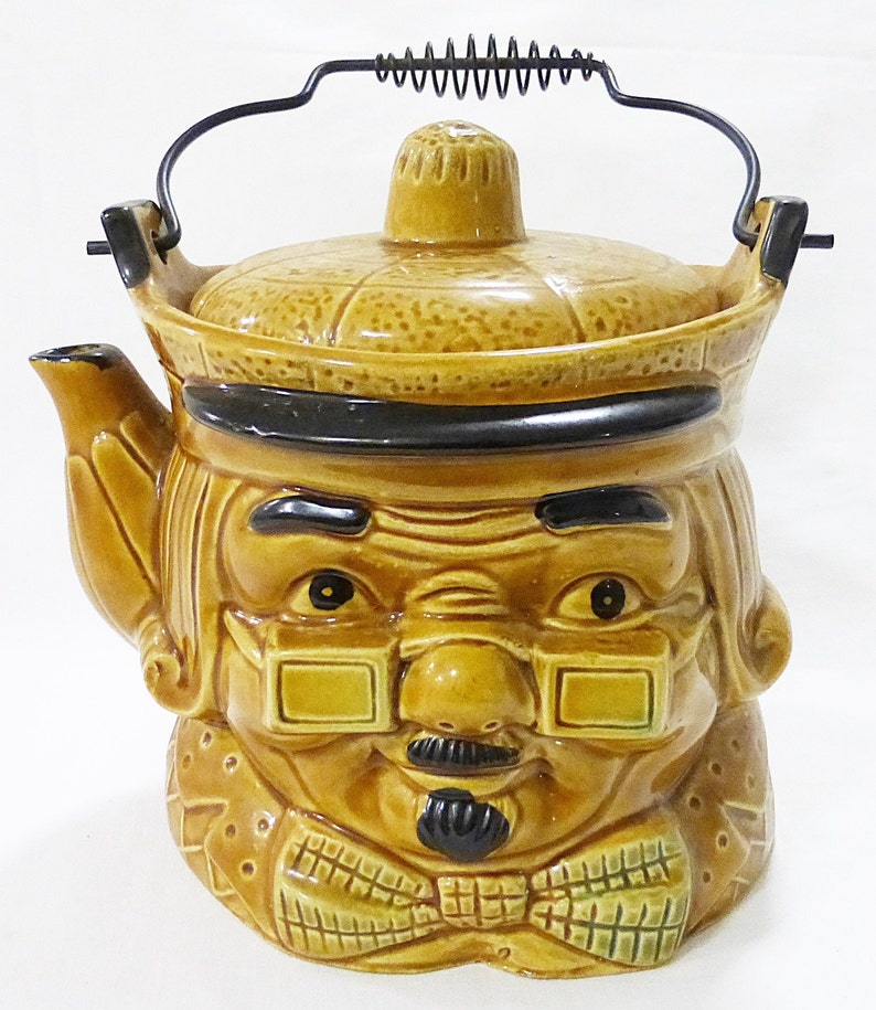 Vintage Tea Pot Pitcher Made in Japan Ben Franklin Face Kitchen Ware