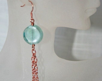 Hand made dangle blue glass earring hooks