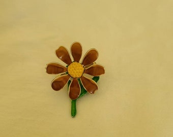 Vintage enamel flower brooch pin