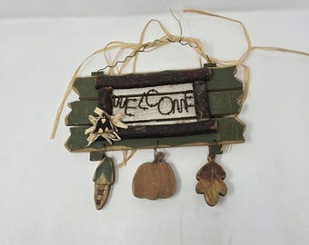 Wood welcome sign handcraft door decor rustic wall hanging farmhouse fall, Thanksgiving