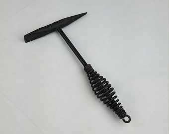 Vintage flat chipping slag hammer tool forging cast iron industrial steampunk