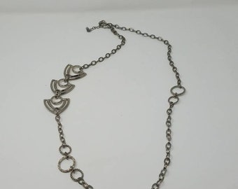 Vintage women metal chain belt silver tone accessories