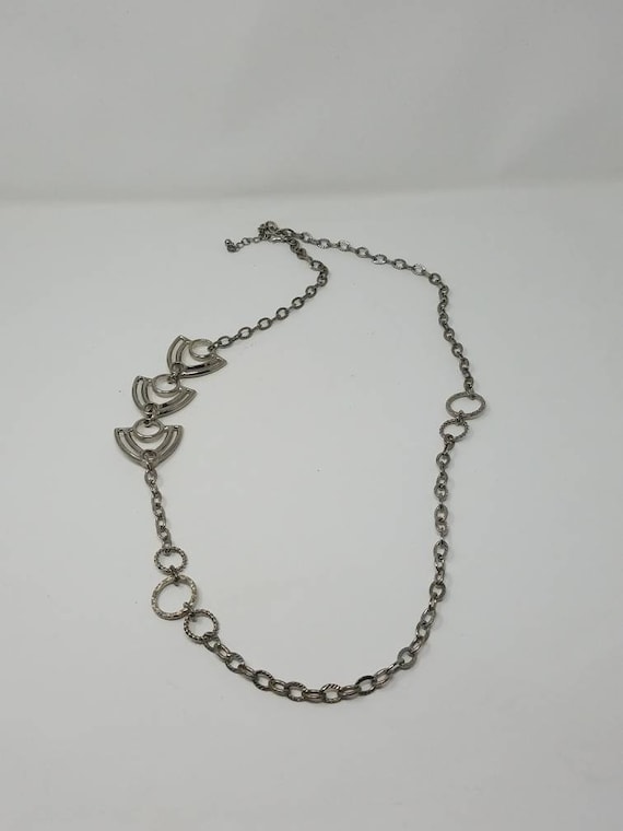 Vintage women metal chain belt silver tone accesso