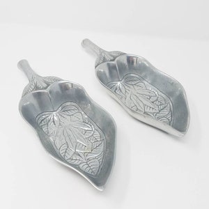 Vtg 1978 Arthur Court leaf aluminum shaped dish bowl platter tray set of 2