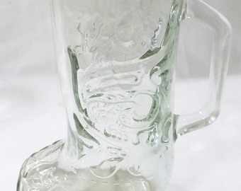 Vtg cowboy glass boot beer steins mugs men cave barware set of 4 western rugged