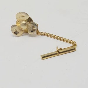 Vtg nautical boat propeller tie tac pin men accessories gold tone