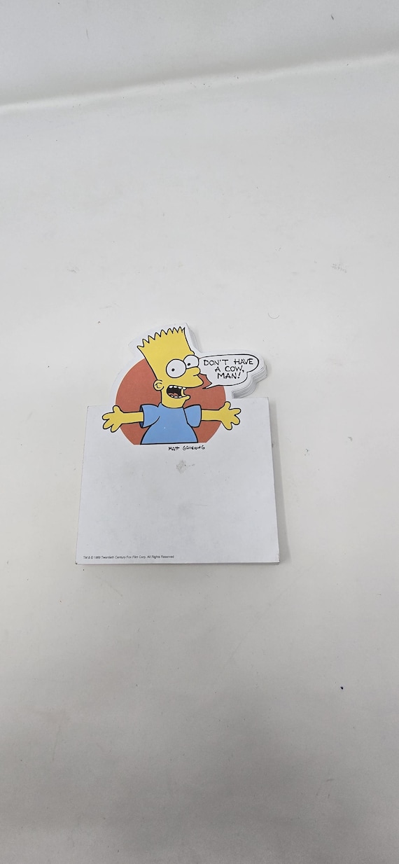 Vtg 1989 Twentieth Century Fox Bart Simpson Notepad Character - Etsy