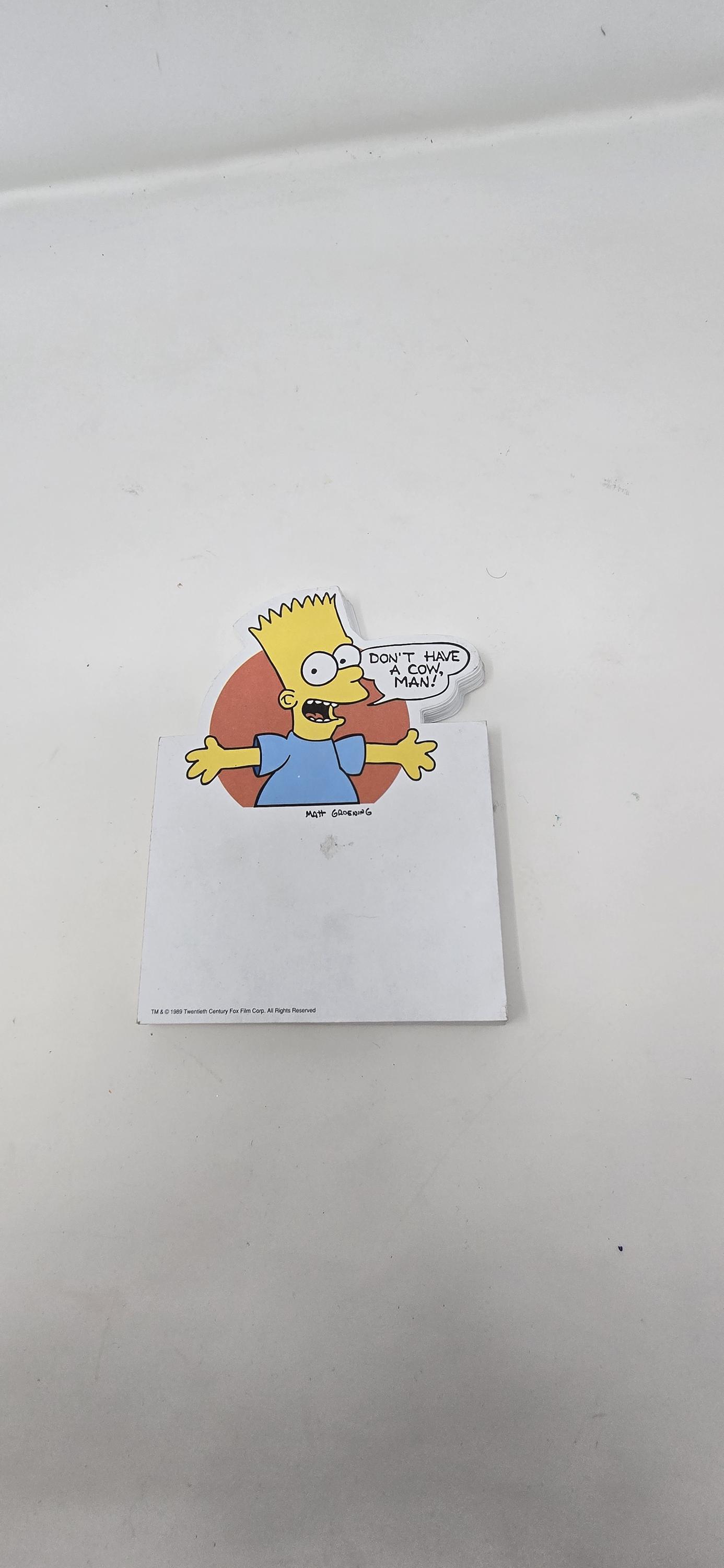 Vtg 1989 Twentieth Century Fox Bart Simpson Notepad Character - Etsy