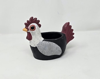 Allen progetta Enesco gallo pollo gallina vaso da fiori giardino cottagecore nero