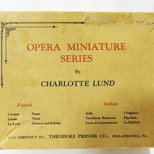 Libro de la serie miniatura de ópera por charlotte lund juego de 12 en caja de 1930