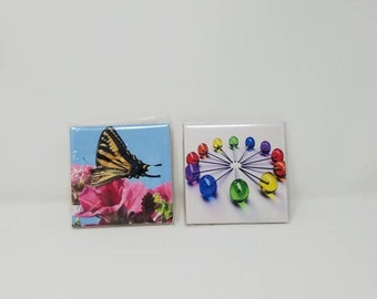 Home decor ceramic decorative tile wall hanging decor butterfly set of two