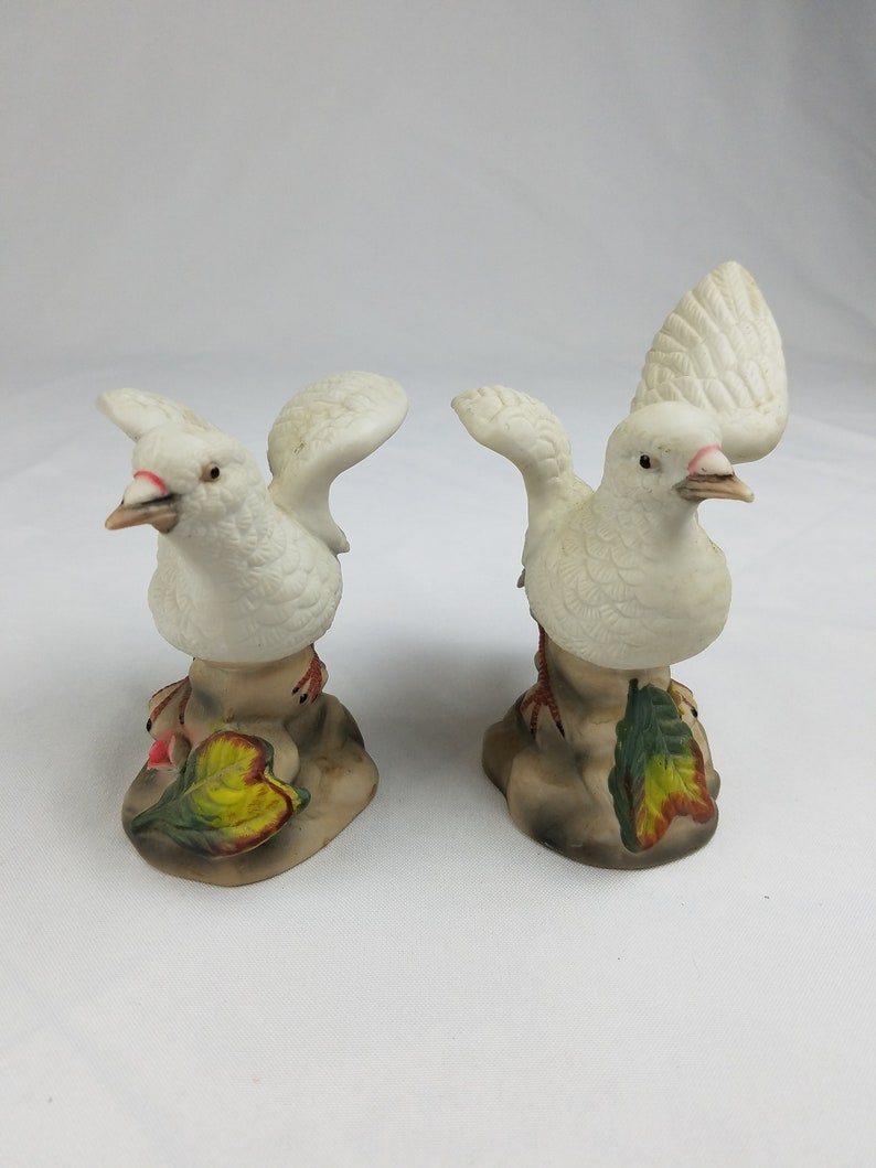 Vtg Royal Crown Marked Bisque Porcelain Dove Figurines Set of Etsy