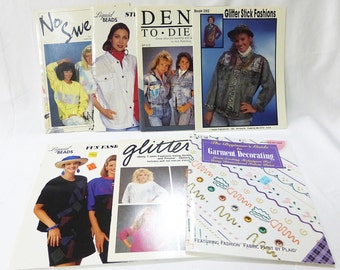 Vintage craft magazine pattern decorting paint on clothing stencils lot of 7