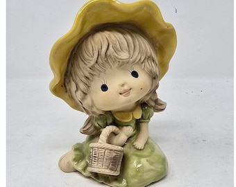 Vtg 1960s UCTCI Japan stoneware art pottery little girl figurine whimsical