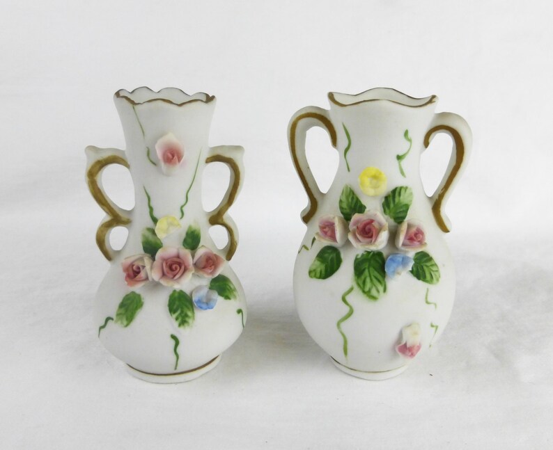 Vintage Lefton China Bud Vase Hand Painted Porcelain Home Etsy