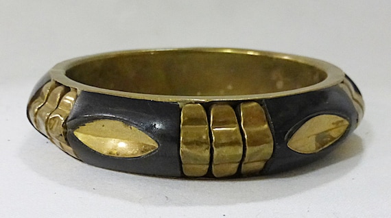 Vintage gara danielle bangle bracelet wood metal … - image 1