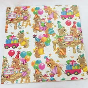 Vintage sunshine bears birthday party sheet gift wrap paper