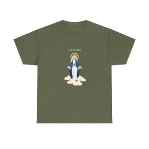 Hail Mary full of Grace, Religious Unisex Tee, Ave Maria Mother Mary Clouds Shirt, Christian Faith Top, Religious Gift, Spiritual Apparel