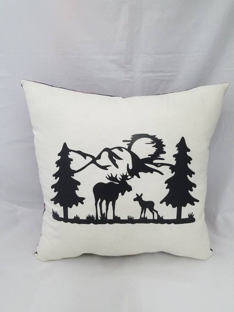 Moose Pillow Throw Pillow Christmas Decor Buffalo Plaid Etsy
