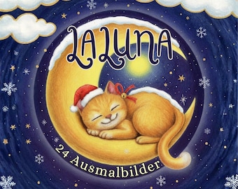 24 LALUNA Adventskalender Ausmalbilder | LALUNA Traumreisen für Kinder Malvorlagen | Digitaler Download (PDF)