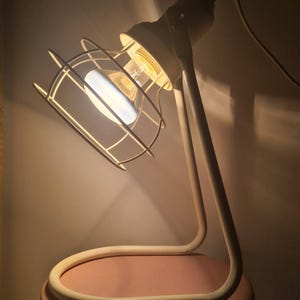 Vintage Industrial table lamp. White Metal Table Lamp. Vintage Style. Industrial Lamp.